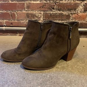 Style & Co. Brown booties with zipper detail